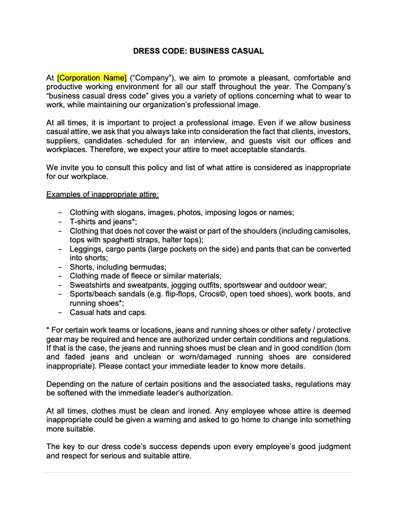 Company Dress Code Policy Lupon gov ph